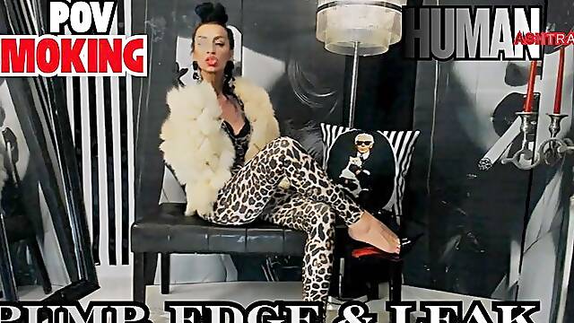 HUMAN ASHTRAY - Luxury Russian Smoking Fetish - SPH Ruin - Leopard Fur POV