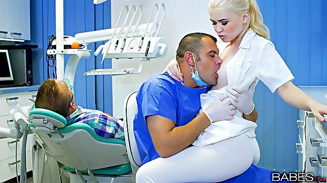 Naughty blonde nurse gets fucked in the office by the doctor