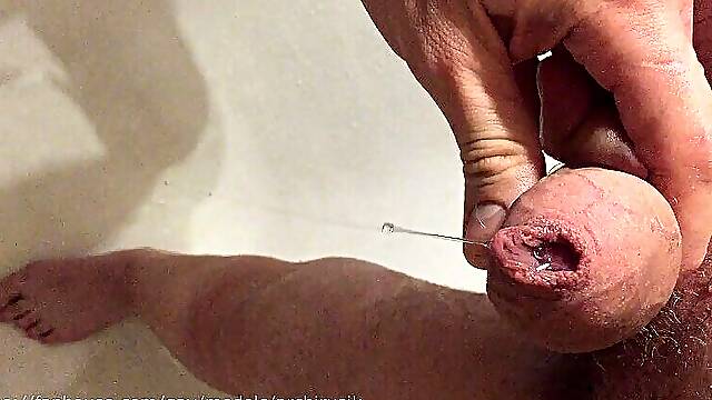My fat huge uncut cock is dripping a lot of lube!!!