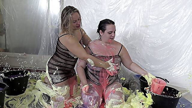 Sarah Jane & Ashley Rider messy play