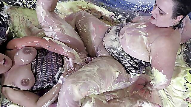 Ashley and Sarah sexy messy play