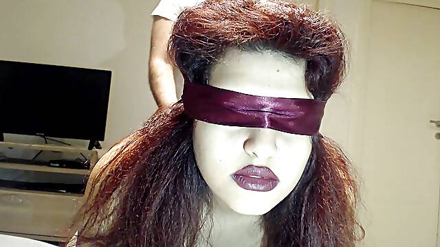 Blindfolded wife has no idea but she fucked by stranger!