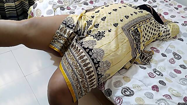 Nandita Aunty Without Pajamas and Rough Fuck While Resting on A Bed