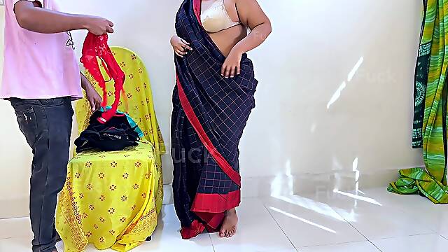 Indian Sexy Aunty with Big Tits and Big Ass Has Sex with Bra Panty Seller While Her Husband Is at Home