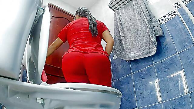 Nurse Arrives From Work and Is Recorded in the Public Bathroom