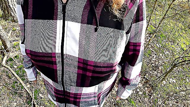 Slapping Her Nipples While Hiking Naked