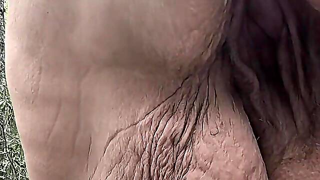 Naughty Maid in the Wood up Close Pisses the Most