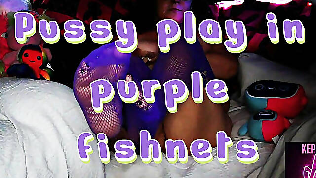 Kepi Carter Plays with Her Pussy in Purple Fishnets