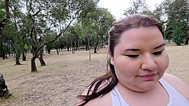 (censored/cut - No People Around) I Love Walking Around in Public with Cum on My Face and Showing off My Huge Ass