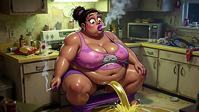 Very Pregnant BBW Smoking While Peeing - Big Belly & Dripping Pussy